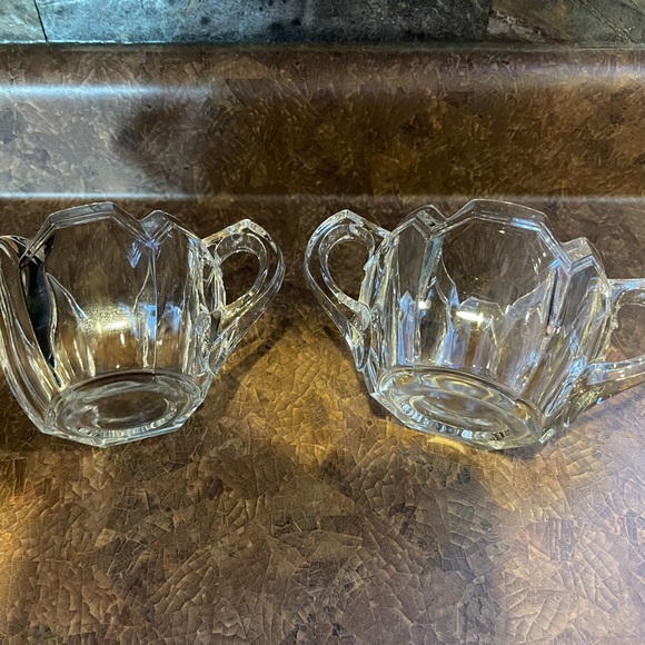 MCM Vintage creamer and sugar set glass vintage mid century style - Picture 5 of 7